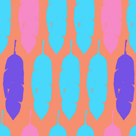 Hipster Tropical Vector Seamless Pattern. Painted Floral Background. Cool Summer Fashion. Feather Dandelion Banana Leaves Monstera Tropical Seamless Pattern. Beautiful Male Shirt Female Dress Texture.のイラスト素材