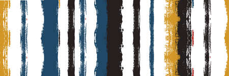 Funky Vertical Stripes Seamless Background. Hand Painted Lines Texture. Autumn Winter Bright Fashion Textile. Summer Spring Distress Stripes. Torn Graffiti Trace. Dirty Vector Watercolor Paint Lines.のイラスト素材