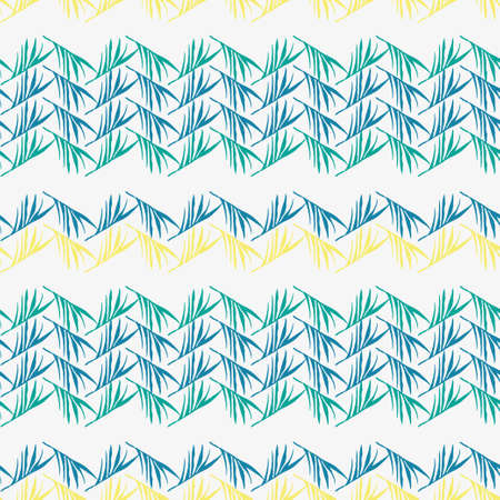 Modern Tropical Vector Seamless Pattern. Banana Leaves Monstera Feather Dandelion Tropical Seamless Pattern. Drawn Floral Background. Elegant Male Shirt Female Dress Texture. Cool Summer Fashion.のイラスト素材