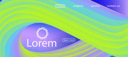 3d Fluid Lucid Vector Background. Landing Page, Green, Purple Background. Modern Liquid Flow Banner. Neon Color Website Design. Colorful Vibrant Gradient Overlay. Dynamic Movement Funky Wave.のイラスト素材