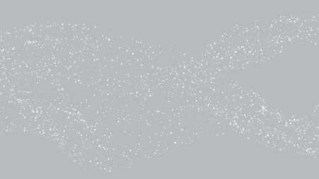 Falling Snow on Gray, Vector. Falling Snowflakes, Night Sky. Winter Holidays Storm Background. Advertising Frame, New Year, Christmas Weather. Elegant Scatter, Grunge White Glitter. Cold Falling Snowのイラスト素材