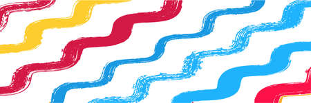 Cool Wavy Zigzag Stripes Vintage Pattern. Torn Distress Trace. Winter Autumn Modern Fashion Print. Dirty Vector Watercolor Paint Lines. Paintbrush Lines Banner. Summer Spring Graffiti Stripes.のイラスト素材