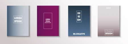 Wavy Minimal Cover Vector Set. Pattern Gradient Overlay Business Folder. 80s Neon Music Poster. Modern Flyer Graphic Design. Cool Technology Background. Minimal Covers Set. Funky Magazine Page.のイラスト素材