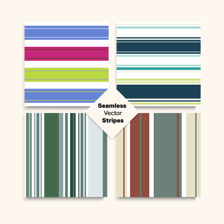Sailor Stripes Seamless Texture Set. Winter Spring Trendy Fashion Textile. Business Suit Lines Elegant Fashion Background Retro Lines Endless Pattern. Childrens Male Female Seamless Stripes Design.のイラスト素材
