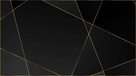 Black Premium Polygon Pattern. Elegant Dark Platinum Chic Shapes Poster Rich Silver VIP Geometric Celebration Wallpaper. Crystal Triangle Black Premium Background. Gold Lines Triangular Luxury Banner.のイラスト素材