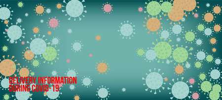 Delivery During COVID-19 Banner. Flat Cartoon Coronavirus Medical Banner. Business Information During Coronavirus Quarantine. Delivery During COVID-19 Banner. Virus Protection Flat Corona Web Page.のイラスト素材