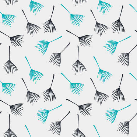 Funky Tropical Vector Seamless Pattern. Nice Summer Fashion. Painted Floral Background. Feather Banana Leaves Dandelion Monstera Tropical Seamless Pattern. Beautiful Male Shirt Female Dress Texture.のイラスト素材