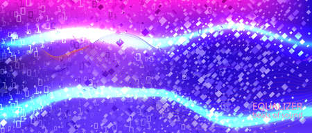 Wireless Tech Vector Wallpaper. Fractal Flow Glow Geometric Grunge Trendy Design. Matrix Falling Binary Code. Pink Blue Purple Background. Punk Equalizer Slide. Wireless Tech Bannerのイラスト素材