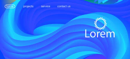 Neon Color Website Template. Landing Page, Blue, Purple Background. Futuristic Vibrant Gradient Wallpaper. 3d Fluid Vivid Vector Background. Dynamic Movement Modern Wave. Funky Liquid Shape Banner.のイラスト素材