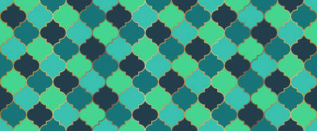 Seamless Moroccan Design Ramadan Traditional Golden Mosque Shape. Turkish Mosque Window Tile. Ramadan Kareem Islamic Decoration. Seamless Moroccan Mosaic Pattern. Eid Mubarak Muslim Background.のイラスト素材