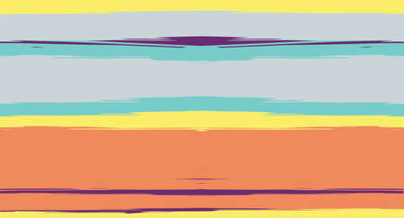 Orange, Brown Vector Watercolor Sailor Stripes Cool Seamless Summer Pattern. Vintage Retro Grunge Fabric Fashion Design Horizontal Brushstrokes. Brush Painted Ink Trace, Geometric Autumn Printのイラスト素材