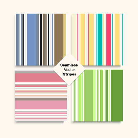 Sailor Stripes Seamless Pattern Set. Autumn Summer Vintage Fashion Print. Funky Fashion Background Female Male Childrens Seamless Stripes Texture. Swimming Suit Lines Retro Lines Endless Design.のイラスト素材