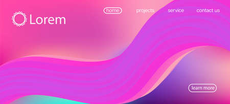 Dynamic Motion Funky Wave. Landing Page, Pink, Purple Background. Neon Color Website Layout. Futuristic Vibrant Gradient Wallpaper. 3d Fluid Vivid Vector Background. Modern Liquid Flow Banner.のイラスト素材
