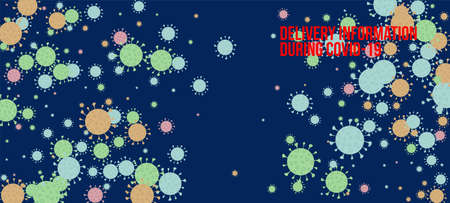 Delivery During COVID-19 Banner. Business Information During Coronavirus Quarantine. Flat Cartoon Coronavirus Medical Design. Delivery During COVID-19 Banner. Virus Protection Flat Corona Web Page.のイラスト素材