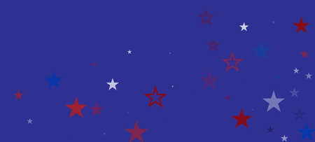 National American Stars Vector Background. USA Veteran's 11th of November Independence President's Labor 4th of July Memorial Day Border. American Blue, Red, White Falling Stars. US Election Design.のイラスト素材