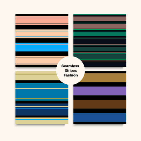 Sailor Stripes Seamless Pattern Set. Male Childrens Female Seamless Stripes Texture. Funky Lines Endless Design. Trendy Fashion Background Winter Autumn Vintage Fashion Textile. Business Suit Linesのイラスト素材