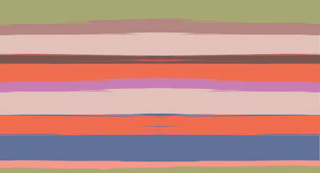 Orange, Brown Vector Watercolor Sailor Stripes Funky Seamless Summer Pattern. Horizontal Brushstrokes Retro Vintage Grunge Textile Fashion Design. Hand Painted Ink Lines, Male or Female Clothingのイラスト素材
