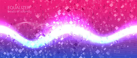 Big Data Sales Vector Equalizer. Tech Neon Funky Music Design. Matrix Falling Binary Code. Digital Futuristic Slide. Fractal Flow Glow Blue Pink Purple Background. Big Data Sales Bannerのイラスト素材
