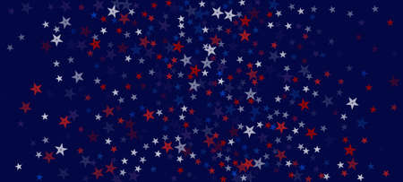 National American Stars Vector Background. USA Labor Independence 4th of July Veteran's Memorial 11th of November President's Day Frame. US Election Border. American Blue, Red, White Falling Stars.のイラスト素材
