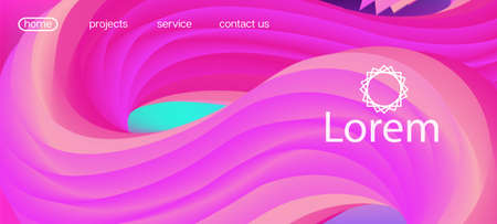 Dynamic Movement Funky Wave. Landing Page, Pink, Purple Background. 3d Fluid Lucid Vector Background. Trendy Liquid Wave Banner. Neon Color Website Template. Futuristic Vivid Gradient Wallpaper.のイラスト素材