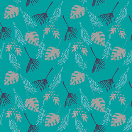 Hipster Tropical Vector Seamless Pattern. Doodle Floral Background. Chic Summer Fashion. Elegant Male Shirt Female Dress Texture.のイラスト素材