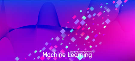 Falling Particles Distressed Purple Vector. Data Analytics Cool Banner. Big Data Neon Wallpaper. 3D Liquid Shapes Website. Grunge Geometric Background. Pink Blue Purple Futuristic Gradient Overlay.のイラスト素材
