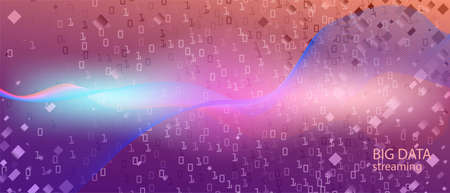 Big Data Sales Vector Wallpaper. Purple Pink Blue Background. Digital Futuristic Slide. Computing...
