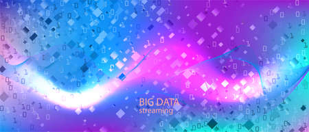 Cyber Monday Vector Presentation. Fractal Flow Code Blue Purple Pink Background. Computing Abstract Music Layout. Matrix Falling Binary Code. Digital Equalizer Slide. Cyber Monday Bannerのイラスト素材