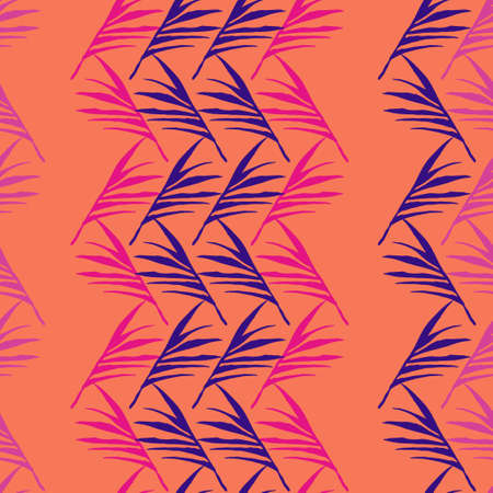 Hipster Tropical Vector Seamless Pattern. Monstera Dandelion Feather Banana Leaves Tropical Seamless Pattern. Beautiful Male Shirt Female Dress Texture. Doodle Floral Background. Cool Summer Fabrics.のイラスト素材