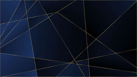 Blue Luxury Polygon Texture. Gold Lines Triangular Premium Frame. VIP Rich Silver Geometric Celebration Background. Crystal Triangle Blue Luxury Wallpaper. Elegant Dark Platinum Chic Shapes Posterのイラスト素材