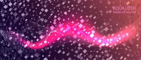 Equalizer Music Vector Equalizer. Matrix Flying Binary Code. Digital Equalizer Slide. Blue Pink Purple Background. Technology Grunge Minimal Layout. Fractal Flow Data Equalizer Music Bannerのイラスト素材