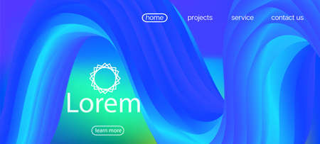 3d Fluid Bright Vector Background. Landing Page, Yellow, Blue Background. Funky Liquid Flow Banner. Futuristic Lucid Gradient Overlay. Dynamic Motion Modern Wave. Neon Color Website Design.のイラスト素材
