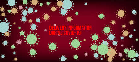 Delivery During COVID-19 Banner. Business Information During Coronavirus Quarantine. Virus Protection Flat Corona Web Page. Delivery During COVID-19 Banner. Flat Cartoon Coronavirus Medical Design.のイラスト素材