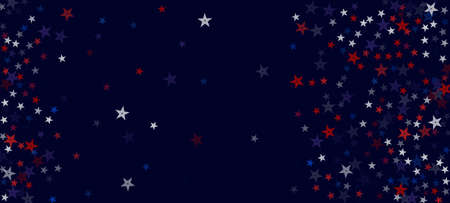 National American Stars Vector Background. USA President's Independence 11th of November Memorial 4th of July Veteran's Labor Day Pattern. American Blue, Red, White Falling Stars. US Election Design.のイラスト素材