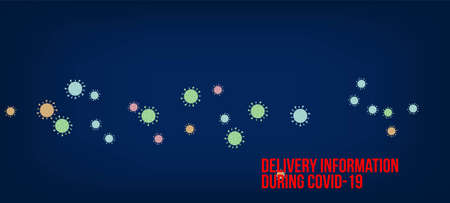 Delivery During COVID-19 Banner. Business Information During Coronavirus Quarantine. Flat Cartoon Coronavirus Medical Banner. Delivery During COVID-19 Banner. Virus Protection Flat Corona Web Page.のイラスト素材