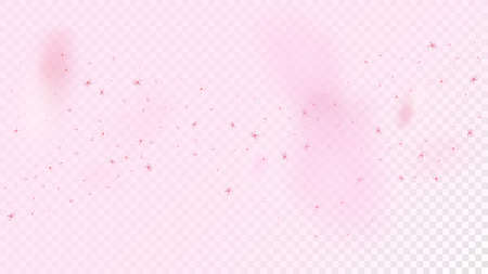 Nice Sakura Blossom Isolated Vector. Beautiful Flying 3d Petals Wedding Frame. Japanese Bokeh Flowers Illustration. Valentine, Mother's Day Watercolor Nice Sakura Blossom Isolated on Roseのイラスト素材
