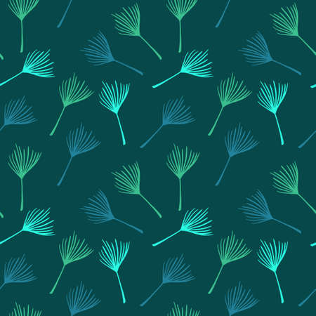 Funky Tropical Vector Seamless Pattern. Beautiful Male Shirt Female Dress Texture. Fine Summer Fashion. Dandelion Monstera Banana Leaves Feather Tropical Seamless Pattern. Drawn Floral Background.のイラスト素材