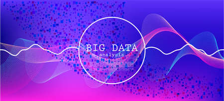 Flying Particles Distressed Purple Vector. Big Data Neon Wallpaper. Punk Geometric Background. Pink Blue Purple Futuristic Gradient Overlay. 3D Flow Shapes Layout. Data Stream Minimal Banner.のイラスト素材
