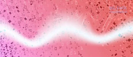 Big Data Stream Vector Background. Fractal Flow Code Geometric Funky Music Layout. Matrix Flying...