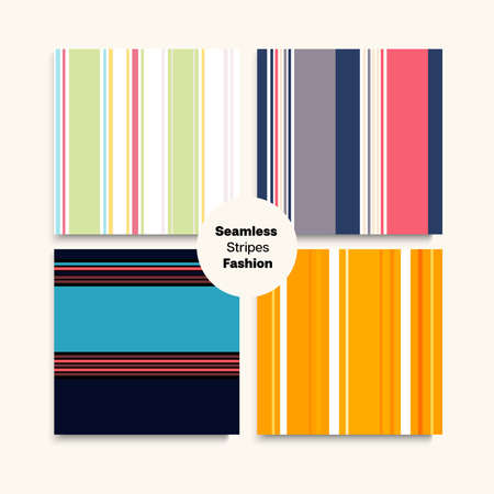 Sailor Stripes Seamless Texture Set. Autumn Winter Modern Fashion Fabric. Female Childrens Male Seamless Stripes Design. Retro Lines Endless Pattern. Training Suit Lines Vintage Fashion Backgroundのイラスト素材