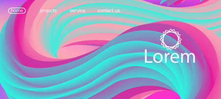 Colorful Lucid Gradient Wallpaper. Landing Page, Pink, Purple Background. Modern Liquid Flow Banner. 3d Fluid Vivid Vector Background. Neon Color Website Layout. Dynamic Motion Funky Wave.のイラスト素材