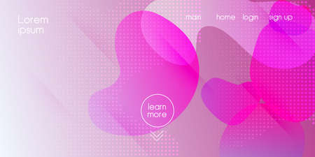 Liquid Purple Background. Digital Dynamic Poster. Modern Gradient Shapes Layout. Vector Fluid Gradient Overlay. Neon Color Purple Banner Template. Cool 3d Cover Presentation. Futuristic Landing Page.のイラスト素材