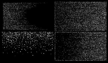 Gold, Silver Rich Falling Stars Confetti. VIP Gold, Silver Glitter, Sparkles, Gradient Stars Confetti. Sparkling Winter Glitter. Luxury Sparkling New Year Christmas Celebration Vector Background.のイラスト素材