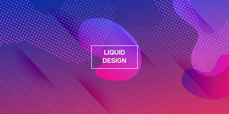 Liquid Purple Background. Digital Dynamic Poster. Abstract Cover Presentation. Geometric Landing Page. Vivid Gradient Shapes Layout. Neon Color Purple Banner Template. Vector Fluid Gradient Design.のイラスト素材