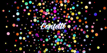 Carnival Confetti Explosion Vector Background. Colorful Circles, Bubbles, Bokeh Decoration. Birthday, New Year, Christmas Party Confetti Rain Shower. Falling Color Tinsel, Fiesta Celebration Design.のイラスト素材