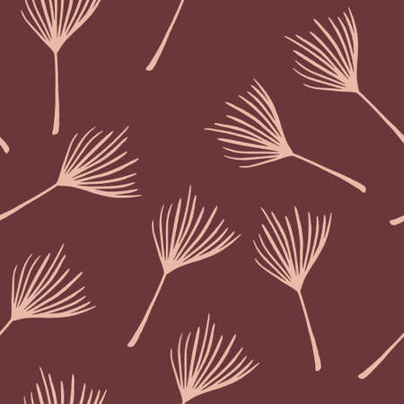 Funky Tropical Vector Seamless Pattern. Cool Summer Textile. Monstera Feather Dandelion Banana Leaves Tropical Seamless Pattern. Drawn Floral Background. Beautiful Male Shirt Female Dress Texture.のイラスト素材