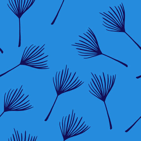 Trendy Tropical Vector Seamless Pattern. Painted Floral Background. Banana Leaves Monstera Dandelion Feather Tropical Seamless Pattern. Beautiful Male Shirt Female Dress Texture. Cool Summer Fashion.のイラスト素材