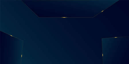 Deep Blue Luxury Gold Background. Royal Rich VIP Business Frame Christmas New Year Celebration Poster. Golden Premium Low Poly Banner 3D Abstract Polygonal Sparkle Cover. Luxury Crystal Gold Cardのイラスト素材