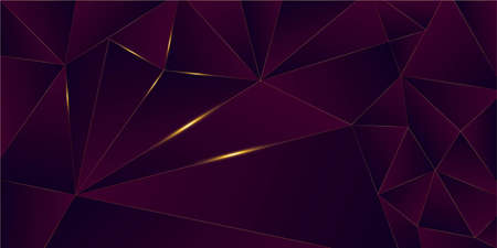 Purple Luxury Gold Background. Royal Silver Business Poster Golden Premium Triangular Border New Year Christmas Celebration Frame. 3D Abstract Polygonal Sparkle Cover. Crystal Gold Luxury Cardのイラスト素材