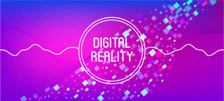 Falling Particles Distressed Purple Vector. Big Data Neon Background. Data Analytics Cool Banner. Pink Blue Purple Futuristic Gradient Overlay. 3D Fluid Shapes Layout. Grunge Geometric Background.のイラスト素材